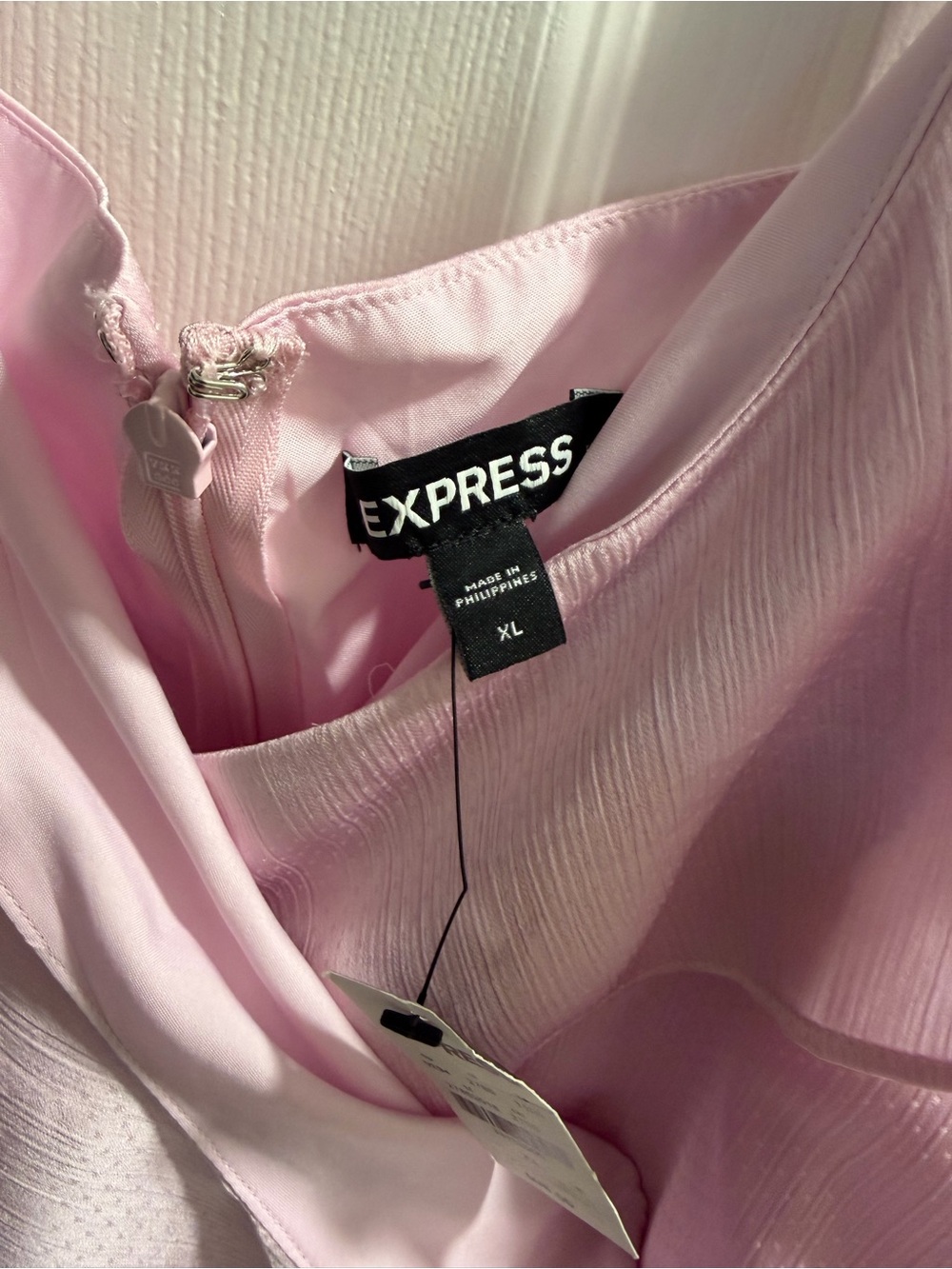 Express Light Pink Ruffle High-Low Slip Dress - Picture 2 of 3
